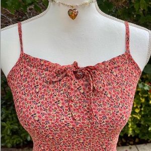 Vintage 90s milkmaid babydoll floral midi dress. Size Small